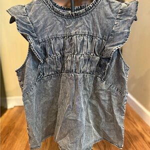Rails Ruffled Denim Sleeveless Top